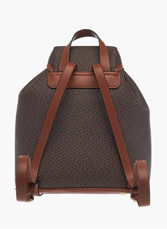 سيليست Womens Monogram Print Backpack With Drawstring Closure