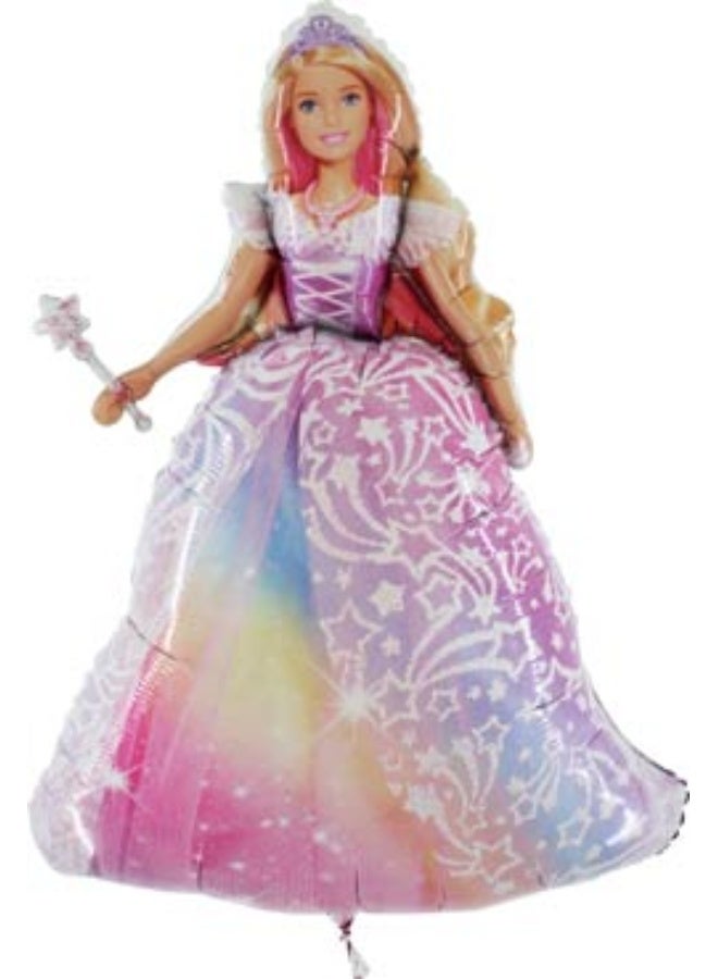 Ciao Barbie Super Shape Mylar Balloon 47 cm – Princess Barbie Foil Balloon with Wand and Rainbow Dress – Helium or Air Fill Balloon for Kids Birthday Party Decorations - Image 1