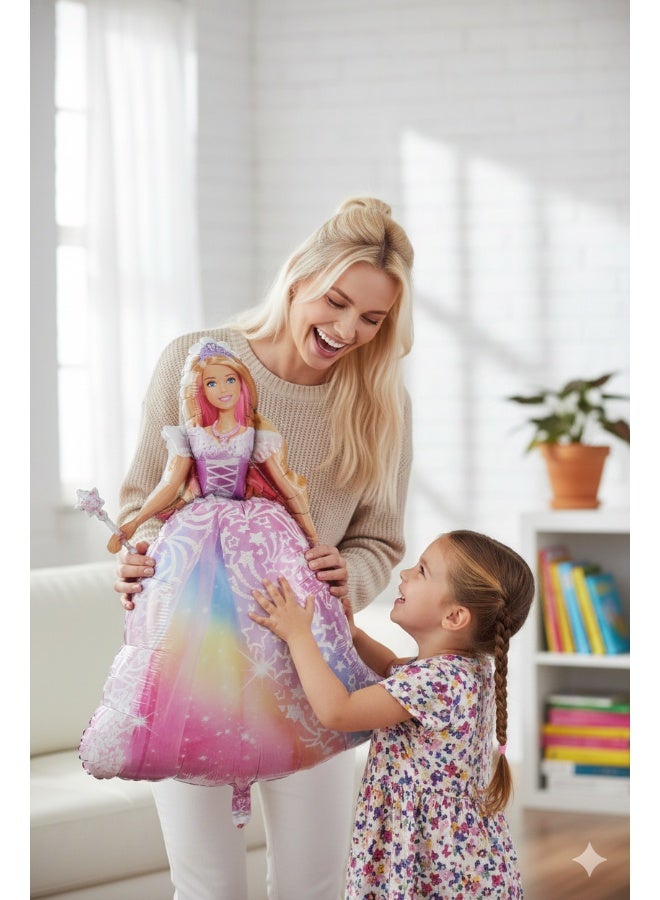 Ciao Barbie Super Shape Mylar Balloon 47 cm – Princess Barbie Foil Balloon with Wand and Rainbow Dress – Helium or Air Fill Balloon for Kids Birthday Party Decorations - Image 3