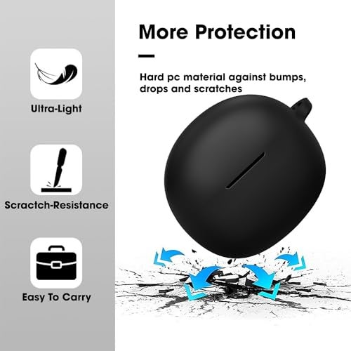 Sounce Soft Silicone Case Cover for Boat 141 Pro, Scratch-Resistant, Non-Slip Grip with Carabiner Clip Keychain, Full Protection, Water Resistant Shockproof Case Anti Fall Anti Dust - Black - Image 3