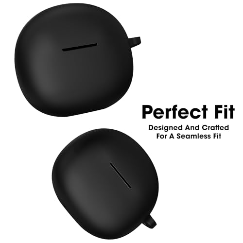 Sounce Soft Silicone Case Cover for Boat 141 Pro, Scratch-Resistant, Non-Slip Grip with Carabiner Clip Keychain, Full Protection, Water Resistant Shockproof Case Anti Fall Anti Dust - Black - Image 2