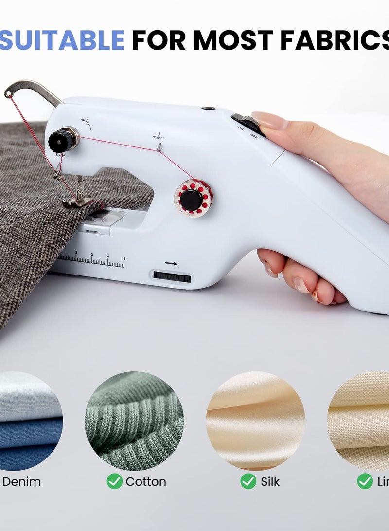 SOLARAE Handheld Sewing Machine, Portable Mini Sewing Machine, Machine Electric Stitch Tool, Electric Sewing Machine with Sewing Accessories, Suitable for Clothing, Curtains, Denim, Leather(White) - Image 2