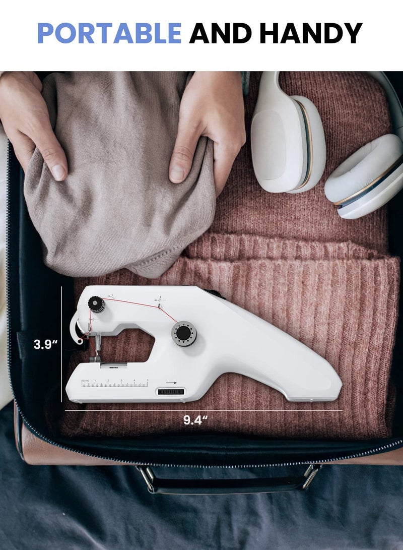 SOLARAE Handheld Sewing Machine, Portable Mini Sewing Machine, Machine Electric Stitch Tool, Electric Sewing Machine with Sewing Accessories, Suitable for Clothing, Curtains, Denim, Leather(White) - Image 4