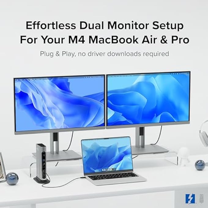 Plugable 16-IN-1 THUNDERBOLT 4 DOCK WITH 100W CHARGING, 4K QUAD MONITOR SETUP FOR THUNDERBOLT 4 WINDOWS LAPTOPS, THUNDERBOLT CERTIFIED DOCK WITH 2X HDMI, 2X DISPLAYPORT, 2.5G ETHERNET, 7X USB, SD - Image 3