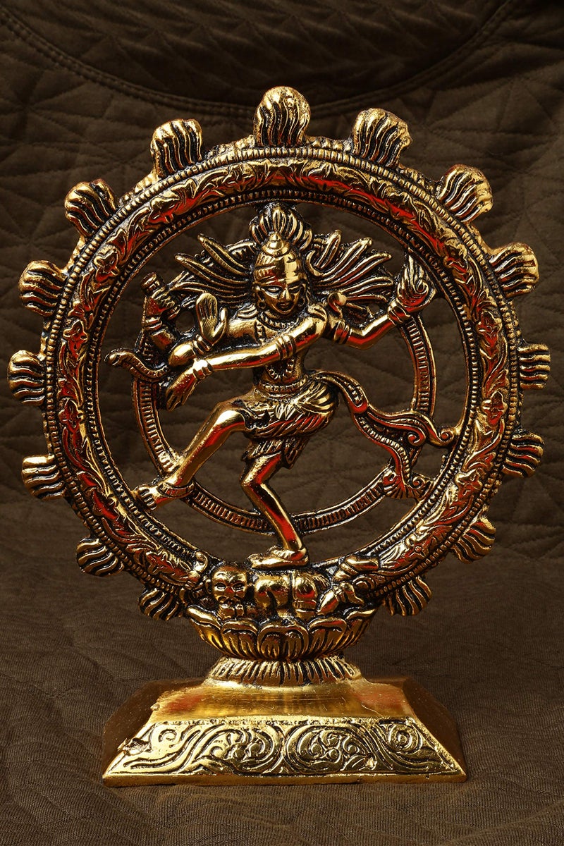 DreamKraft Metal Lord Shiva Dancing Natraj Statue Decorative Showpiece - Gold (19 x 15 x 4 CM) for Enhanced Home Décor & Vastu, Antique Lord Shiva Natraj Sculpture - Image 4
