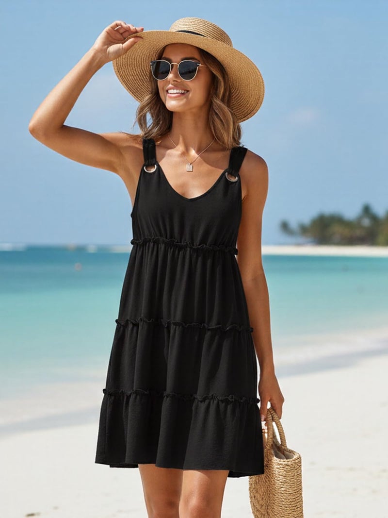 Disamer Summer Dresses for Women 2026 Sundresses Vacation Sleeveless Beach Swimsuit Cover Ups Spring Outfits Casual Sun Dress,Black,X-Large - Image 2
