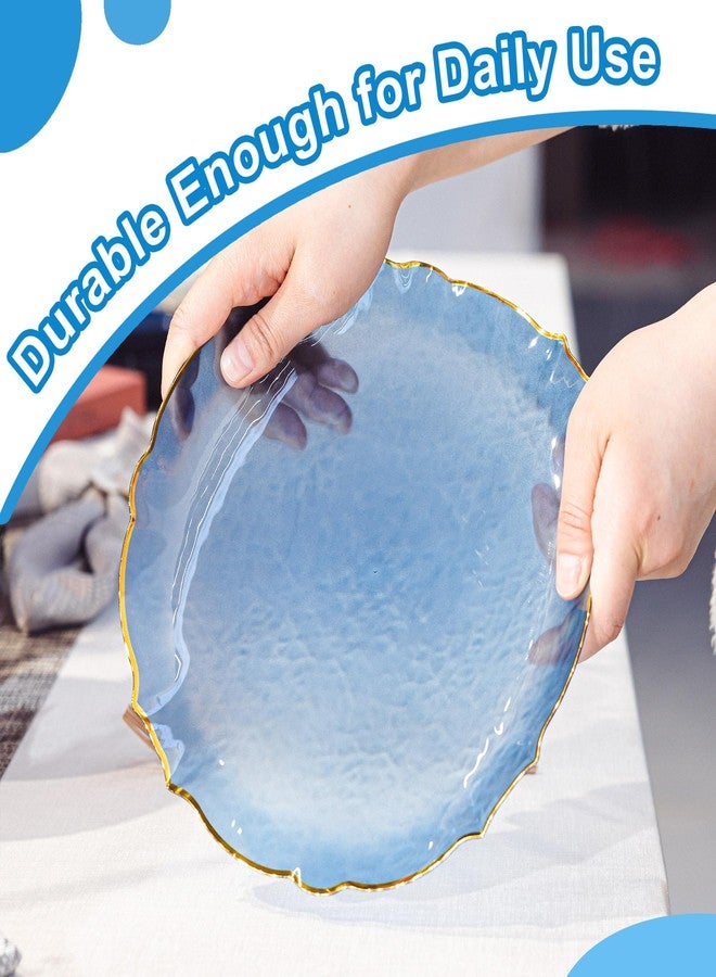 Lullaby 100pcs Translucent Blue Plastic Plates with Gold Rim, Fancy Lace-Edged Disposable Plates include 50pcs Dinner Plate 10”, 50pcs Dessert Plate 7”, Perfect for Party, Wedding, Holiday - Image 3