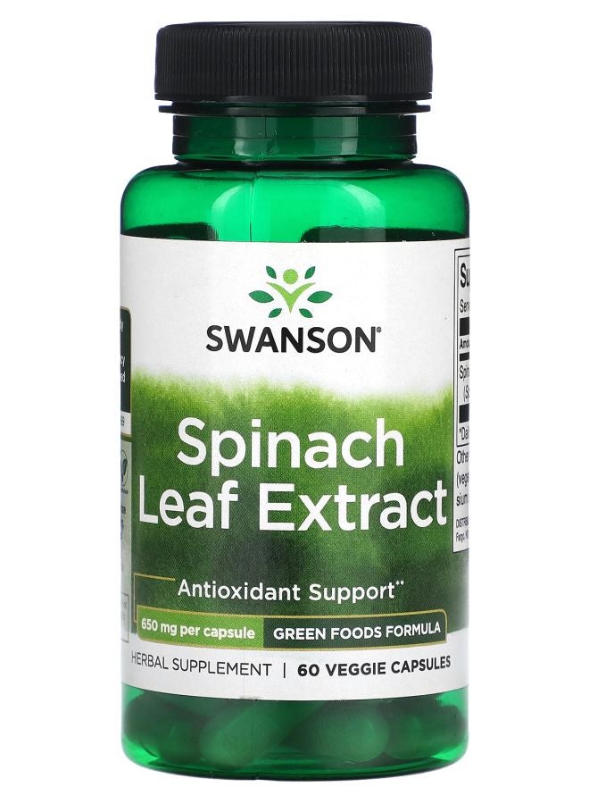 SWANSON Spinach Leaf Extract 650 mg 60 Veggie Capsules