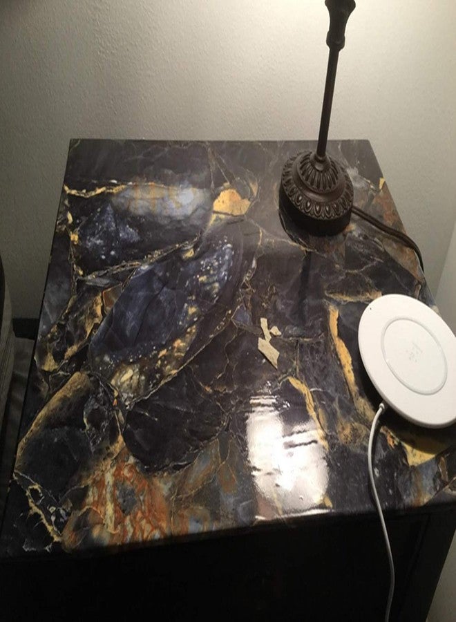 UPREDO Blue Stone Marble Granite Look Effect Countertops Gloss Vinyl Film 12inch by 79inch (Blue Stone) - Image 5