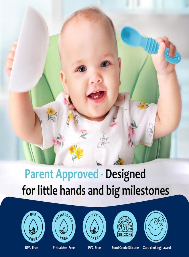 Chic Buddy Ultra Care Training Spoon Set,Silicone Baby Spoon for 6 to 12 Months Feeding, Gum-Friendly Design, Ideal for Self-Feeding & Teething Relief, Dual-Sided Spoon. - Image 4