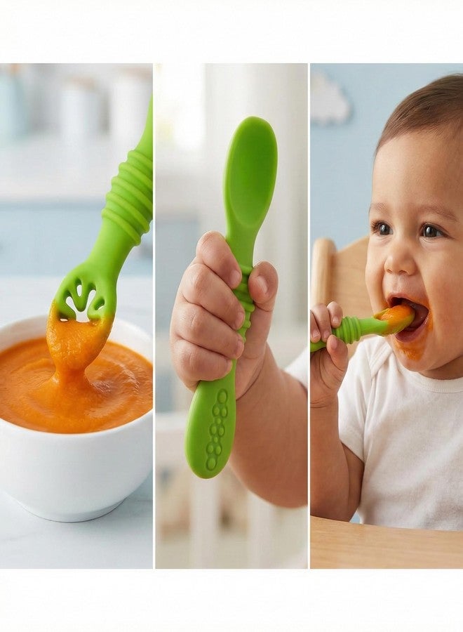 Chic Buddy Ultra Care Training Spoon Set,Silicone Baby Spoon for 6 to 12 Months Feeding, Gum-Friendly Design, Ideal for Self-Feeding & Teething Relief, Dual-Sided Spoon. - Image 2