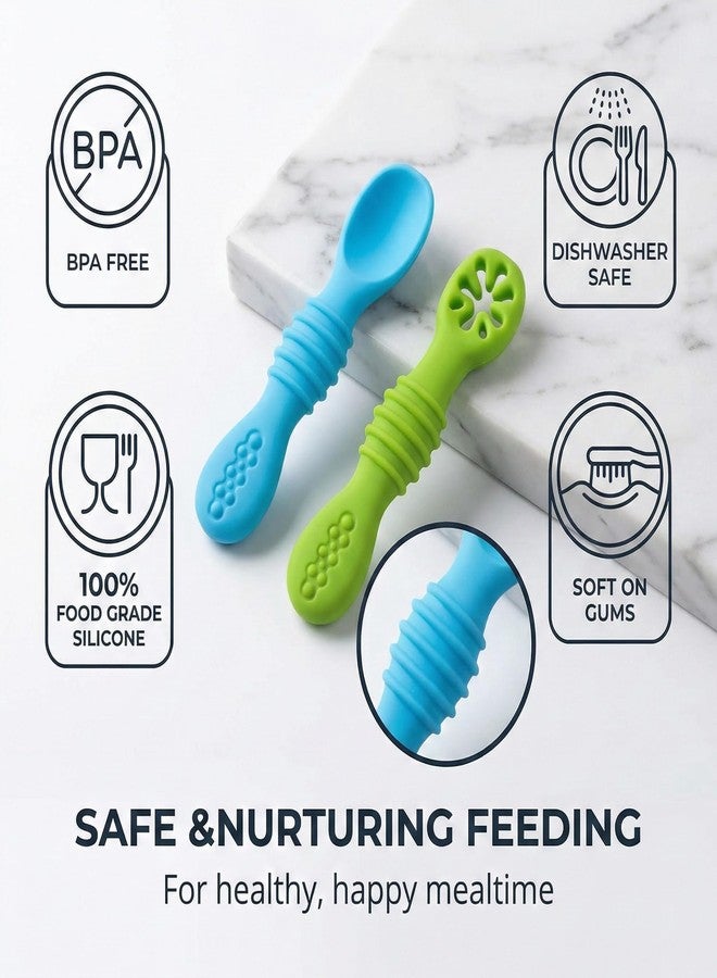 Chic Buddy Ultra Care Training Spoon Set,Silicone Baby Spoon for 6 to 12 Months Feeding, Gum-Friendly Design, Ideal for Self-Feeding & Teething Relief, Dual-Sided Spoon. - Image 5