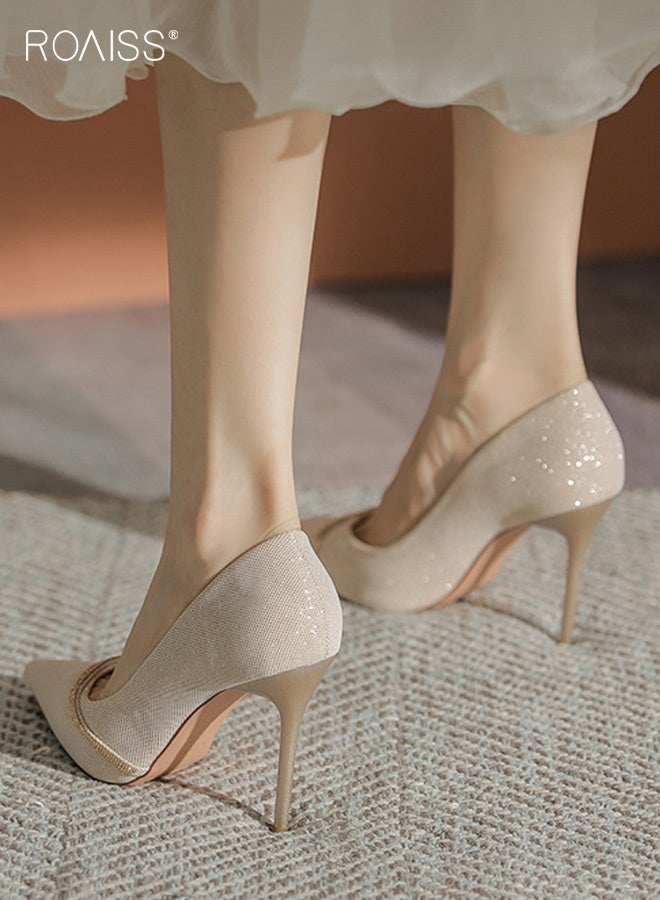roaiss Women's Stiletto Pointed Toe High Heels 7cm Sequined French Pump Comfortable and Breathable Design, Elegant and Glamorous, Perfect for Special Occasions, Parties and Formal Events - Image 3