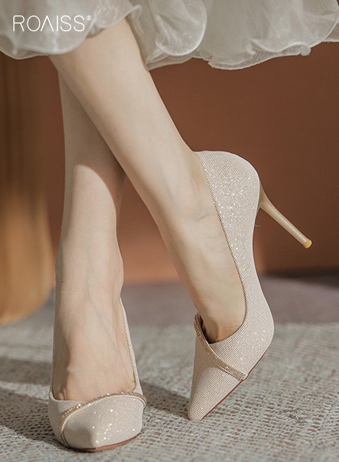 roaiss Women's Stiletto Pointed Toe High Heels 7cm Sequined French Pump Comfortable and Breathable Design, Elegant and Glamorous, Perfect for Special Occasions, Parties and Formal Events - Image 1