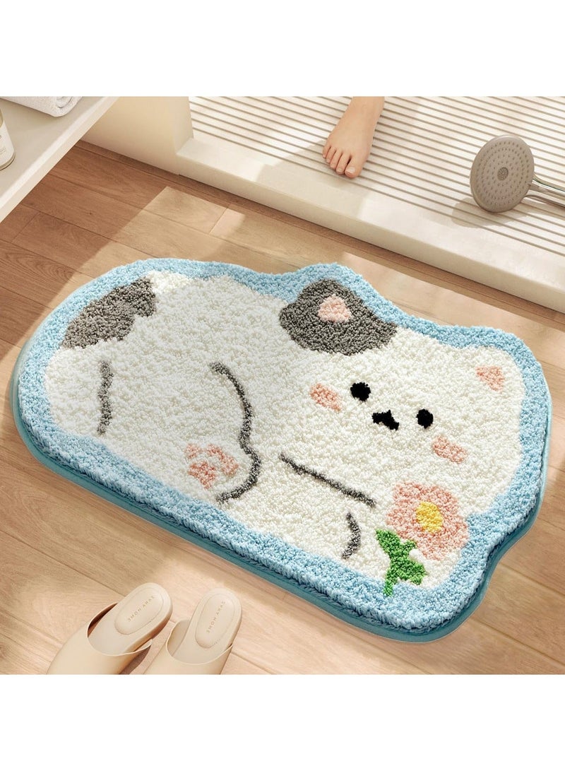 Cartoon Animal Bathroom Rug Thick Plush Bath Mat Microfiber Area Quick Dry Door Anti Slip Washable Shower 19x27 Inches Cat  - Image 2