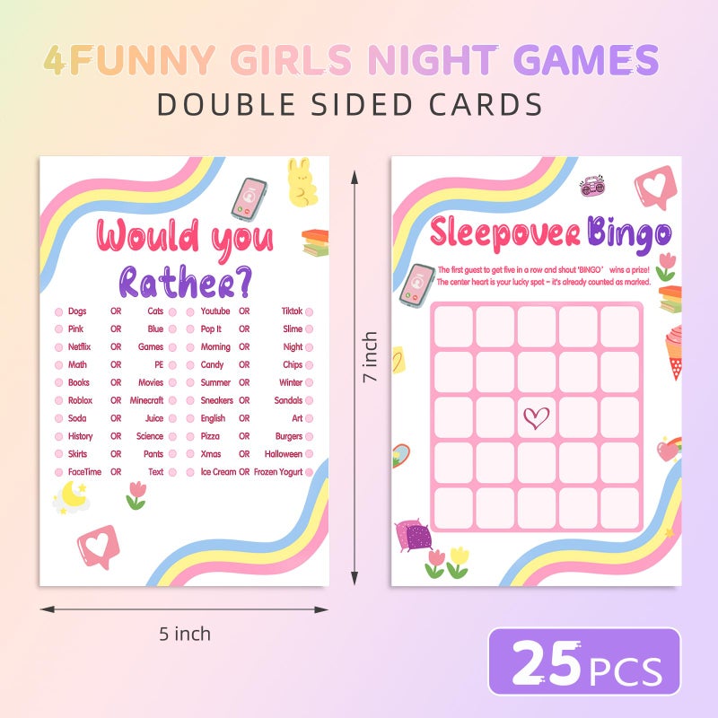 Mecholey Sleepover Party Supplies for Girls, 4Funny Girls Night Games Sleep Over Essentials for Slumber Party Supplies - Image 2