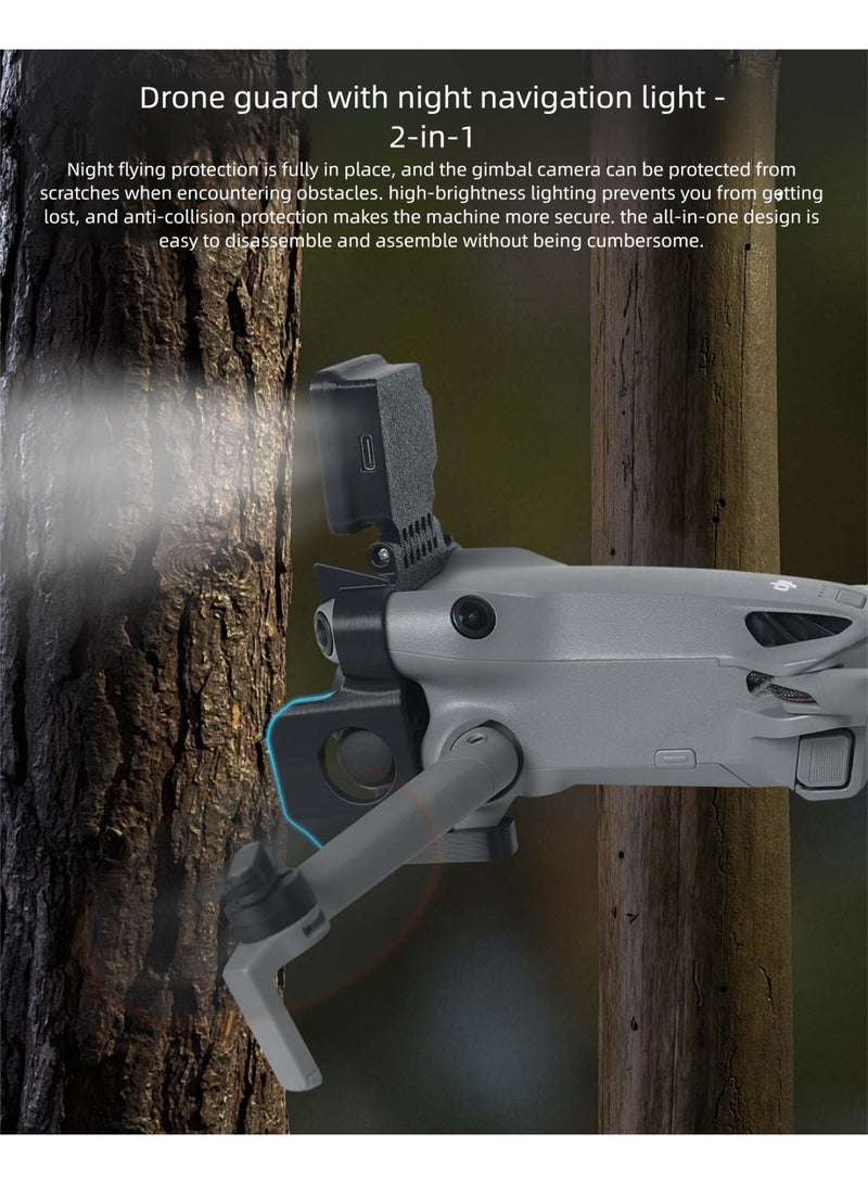 مصباح طيران ليلي مناسب DJI Mini 5 Pro مع غطاء حماية إضاءة LED تصميم 2 في 1 قابل للتعديل 180 درجة ثلاث وضعيات شحن قابل لإعادة الاستخدام بدون تأثير على المستشعرات - Image 3