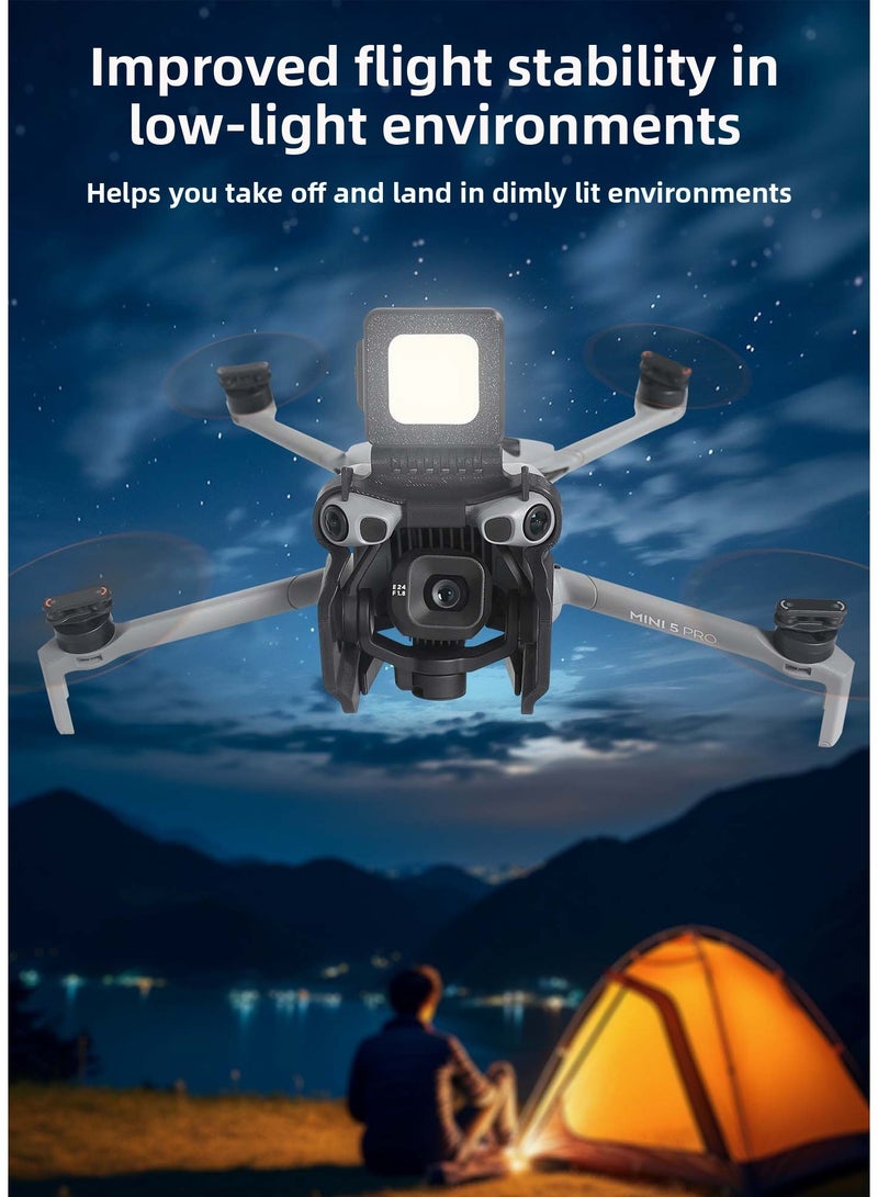 مصباح طيران ليلي مناسب DJI Mini 5 Pro مع غطاء حماية إضاءة LED تصميم 2 في 1 قابل للتعديل 180 درجة ثلاث وضعيات شحن قابل لإعادة الاستخدام بدون تأثير على المستشعرات - Image 4