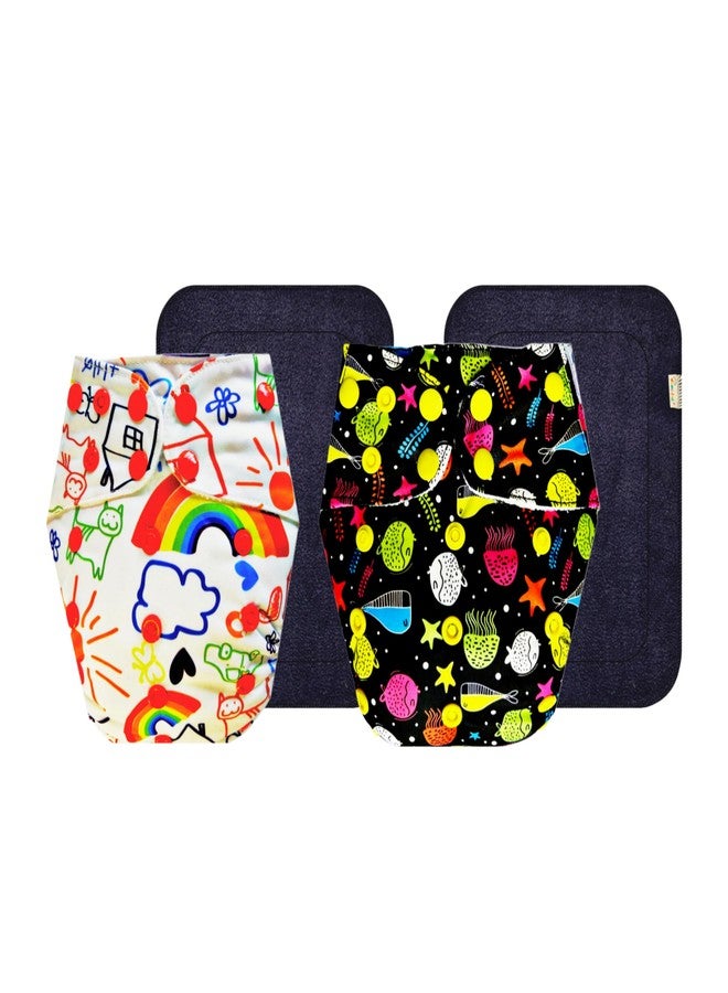 Dumbledo Premium Cloth Diaper with Black Insert (Pack of 2) | Snug Fit | Leakproof | Quick Dry | Perfect for Indian Summers | 3 Months - 3 Years | Unisex Baby - Image 1
