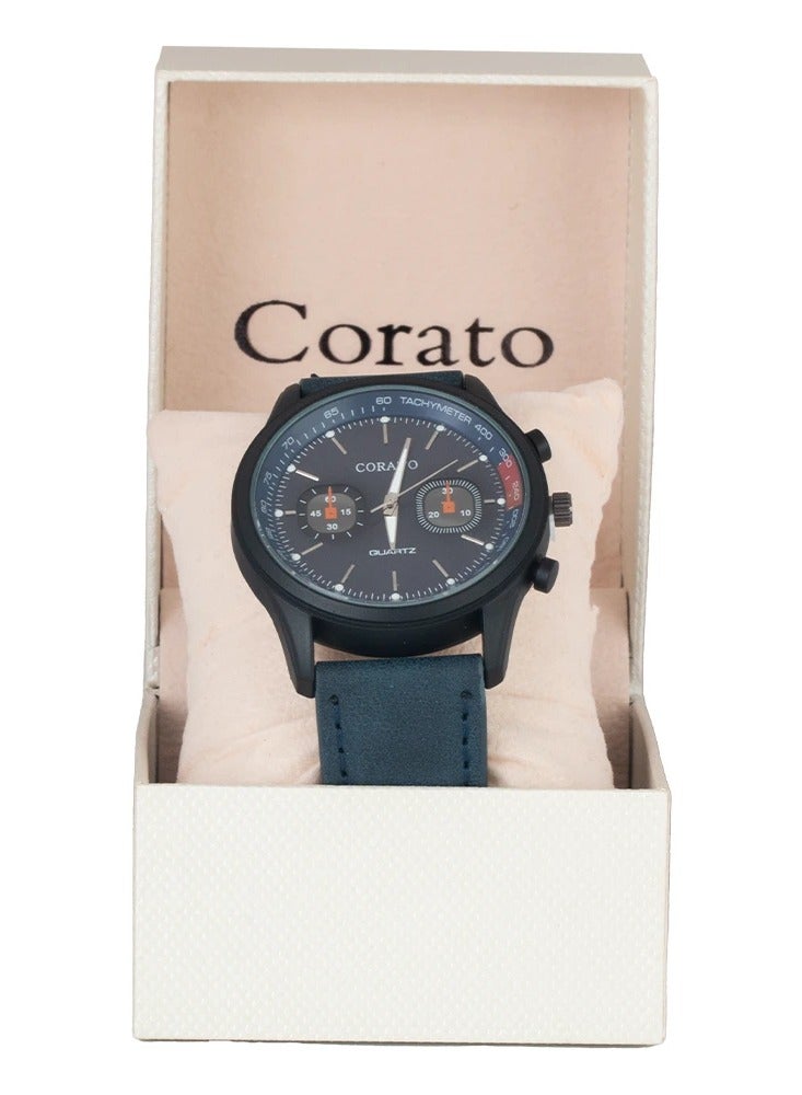 كوراتو ساعة  كوراتو جلد كحلي كوارتز - Image 1