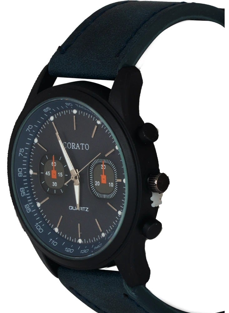 كوراتو ساعة  كوراتو جلد كحلي كوارتز - Image 3