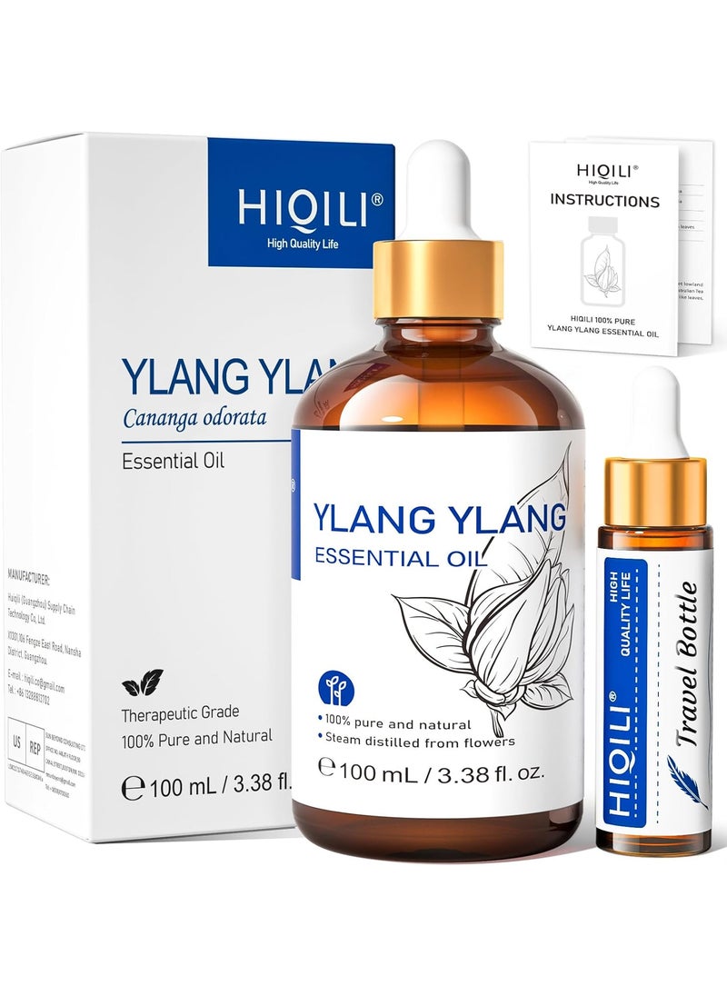 HIQILI HIQILI Ylang-Ylang Essential Oil, Long-Lasting Scent for Diffuser, Perfumes, Aromatherapy, DIY - 3.38 Fl Oz 