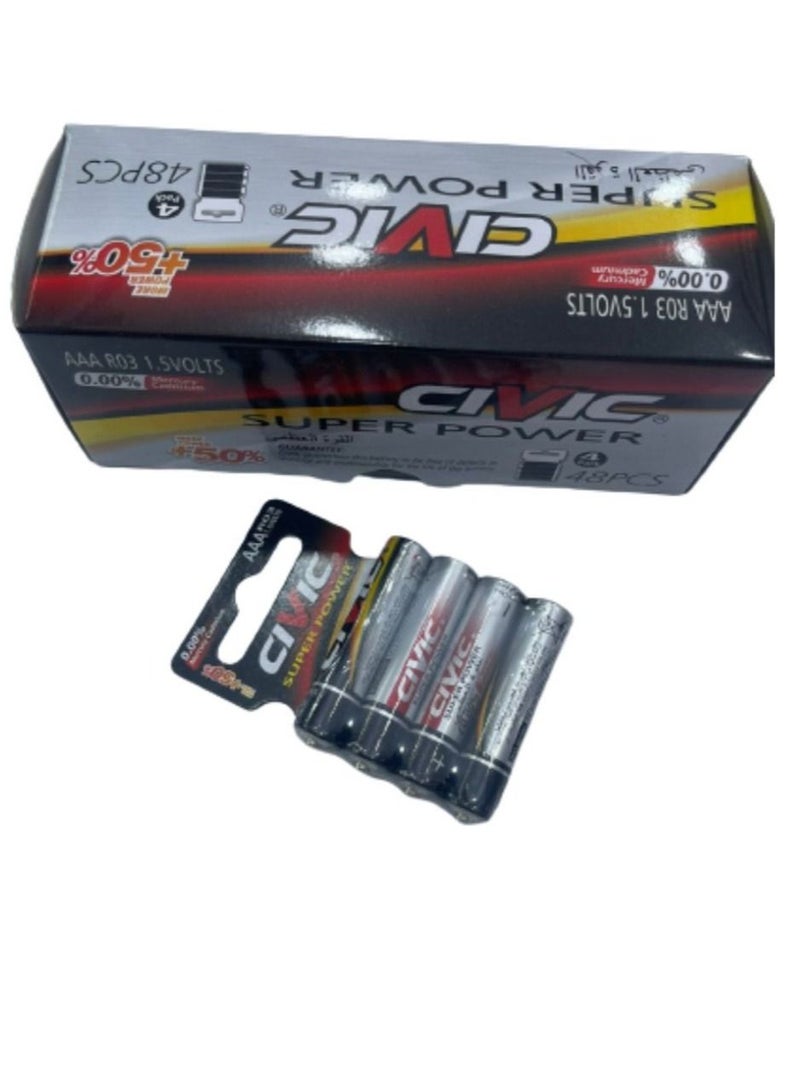 سيفيك بطاريات حجم AAA عدد 48 حبه بقوة 1.5 فولت - Image 1