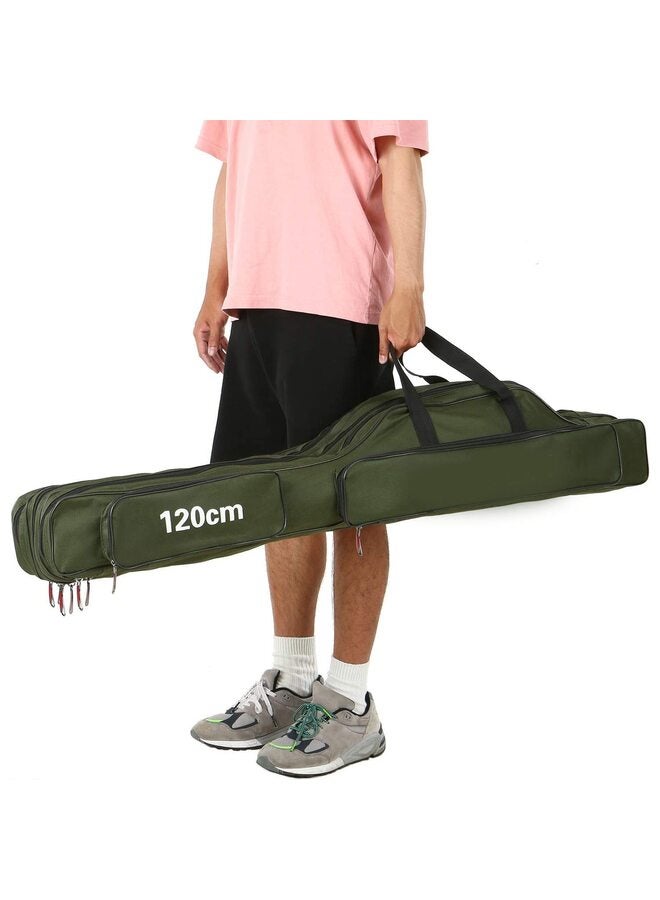 حافظة صنارة صيد، حقيبة تنظيم صنارة صيد مقاومة للماء، حقيبة سفر لصيد الأسماك، حقيبة تخزين أدوات صيد كبيرة الحجم من أكسفورد، هدية للعائلة والأصدقاء (تمويه كاكي)/أ - Image 3