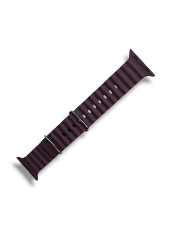 Silicone strap for smartwatches, size 42-49mm, dark purple color - Image 1