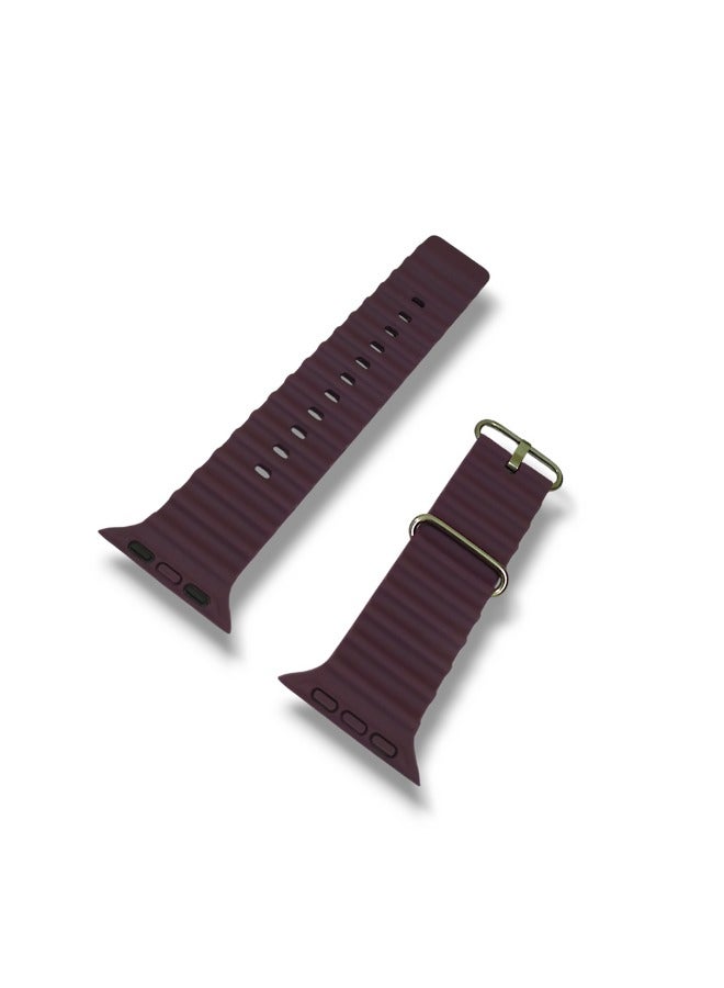 Silicone strap for smartwatches, size 42-49mm, dark purple color - Image 2