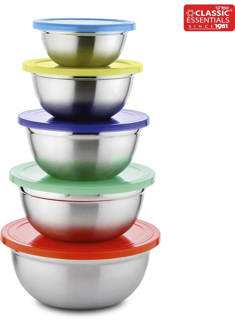 Classic Essentials CLASSIC ESSENTIALS Stainless Steel Fridge Container Set Funny Bowl Multicolor Set of 5  - Image 3