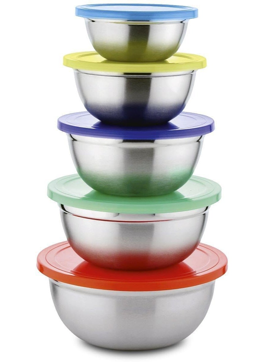 Classic Essentials CLASSIC ESSENTIALS Stainless Steel Fridge Container Set Funny Bowl Multicolor Set of 5  - Image 1