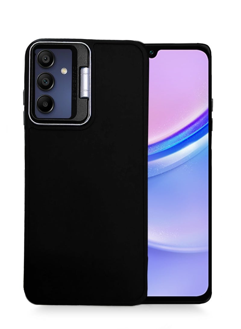 Techie غطاء سيليكون أنيق مع حامل كاميرا لجهاز سامسونج جالاكسي A15 - أسود - Image 1
