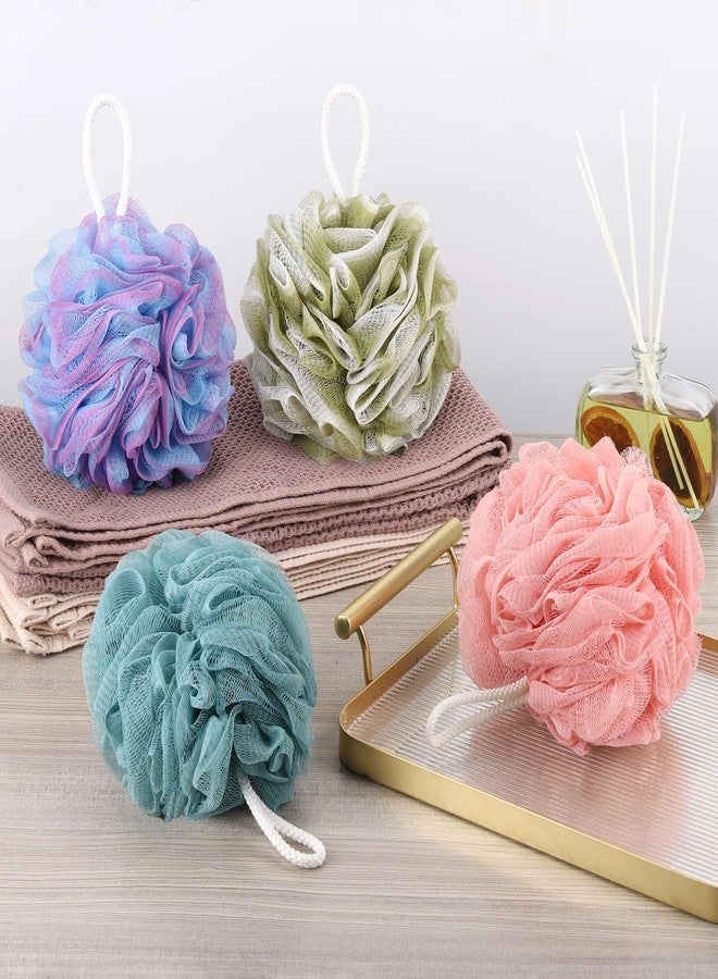 BTYMS Bath Sponges 60g/pc Shower Loofahs Mesh Pouf Shower Pouf Bath Scrunchies Shower Puffs for Body - Pack of 4 - Image 5