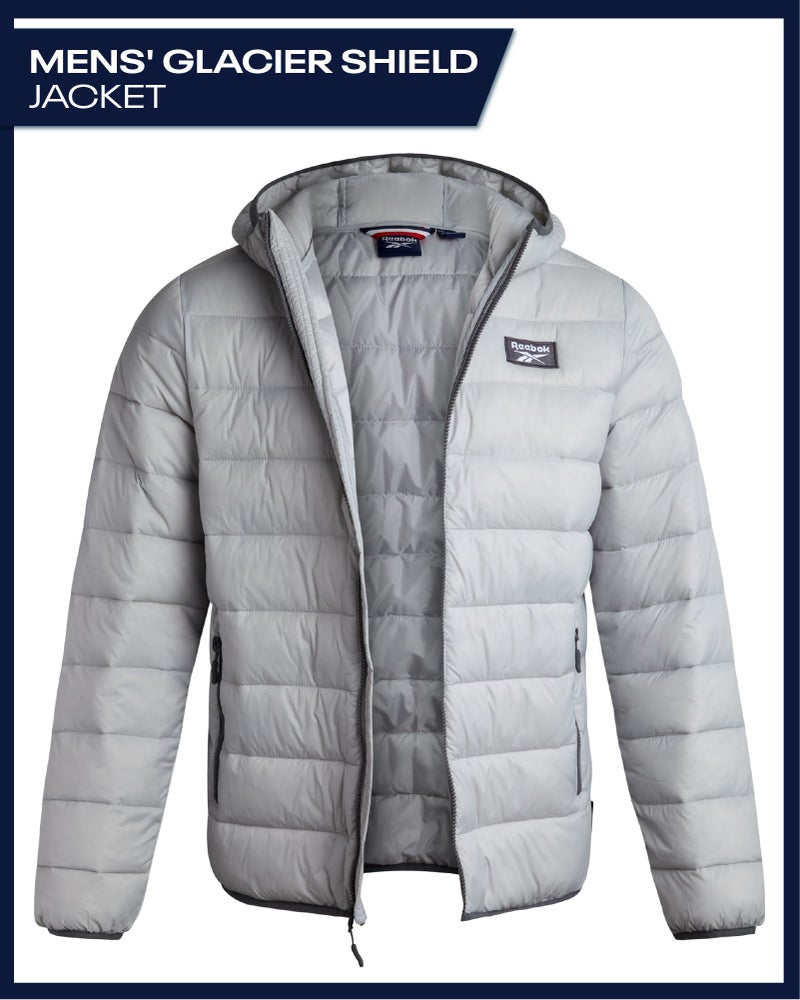 Reebok Mens Puffer Jacket - Lightweight Quilted Glacier Shield Plus Size Puffer Jackets for Men - Insulated Mens Winter Coats, Size 5X-Large, Ice Grey - Image 2