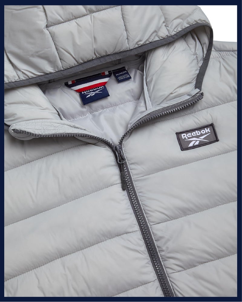 Reebok Mens Puffer Jacket - Lightweight Quilted Glacier Shield Plus Size Puffer Jackets for Men - Insulated Mens Winter Coats, Size 5X-Large, Ice Grey - Image 5