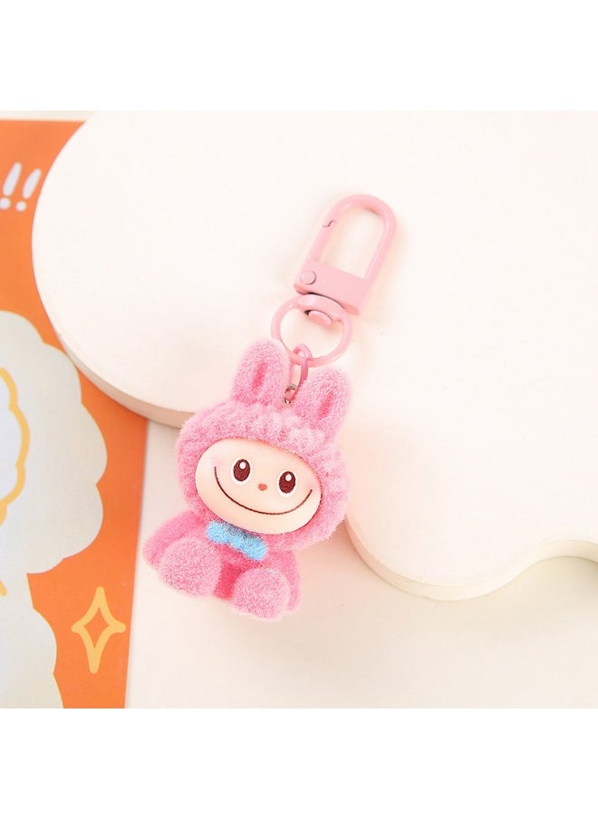 NIBEMINENT Resin Cartoon Cute Flocking LABUBU Keychain, Pendant Doll Accessory Key Chain Gift 
