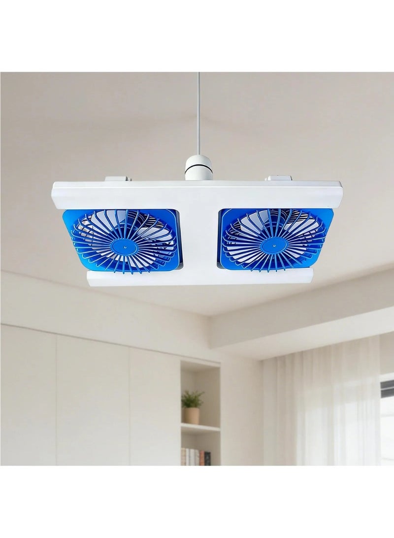مصباح مروحة سقف LED بقوة 60 واط مع جهاز تحكم عن بعد، مروحتين مزدوجتين، مقبس E27، 36×21 سم - Image 1