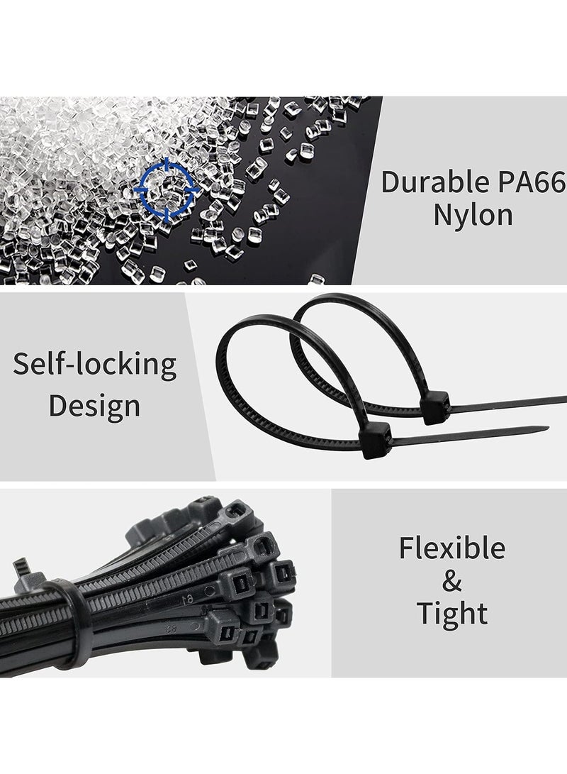 MJZ 4 Inch Zip Ties Self Locking 100 Pieces Nylon Cable Ties elf-Locking Black Nylon Cable Tie Wraps Straps for Indoor and Outdoor  - Image 3