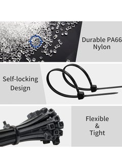 MJZ 4 Inch Zip Ties Self Locking 100 Pieces Nylon Cable Ties elf-Locking Black Nylon Cable Tie Wraps Straps for Indoor and Outdoor  - Image 2