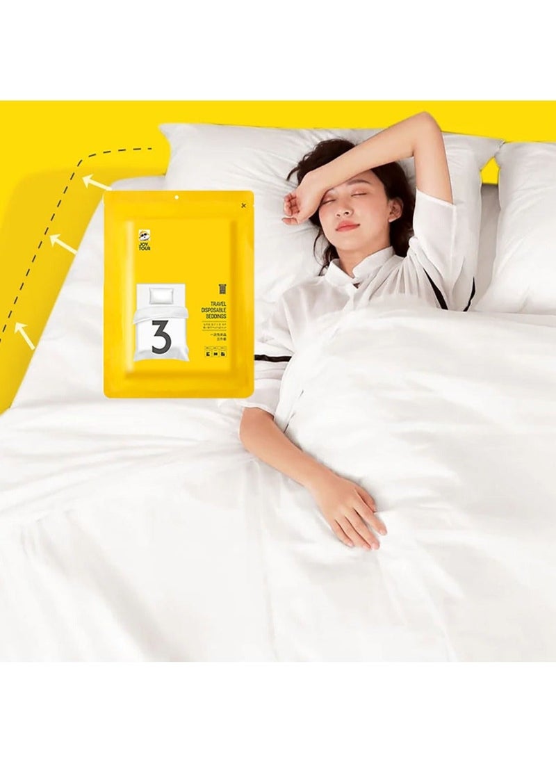 Disposable Bed Sheet Set Portable Disposable Quilt Cover and Pillow Case Disposable Bedding Sets 3Pcs - Image 1