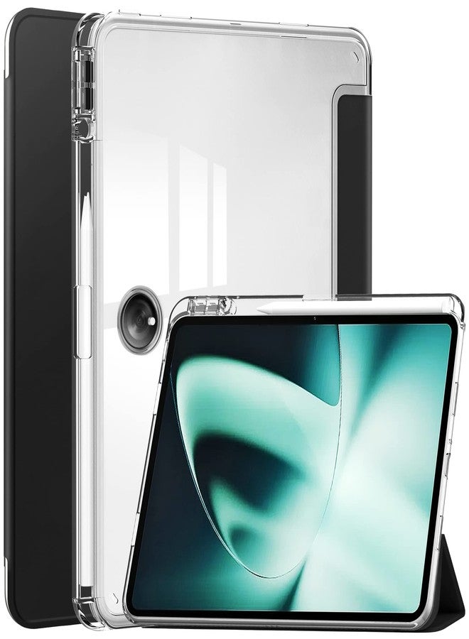 Gylint Case with Pen Holder for OnePlus Pad 11.6 inch 2023, Transparent Hard Shell Back Trifold Smart Cover Protective Slim Case for OnePlus Pad/Oppo Pad 2 Black - Image 1