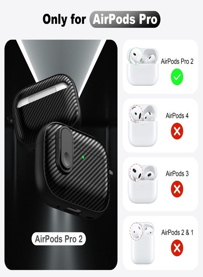 RFUNGUANGO for Airpod Pro Case (2023/2022/2019) with Lock, Carbon Fiber Black Airpods Pro 2nd Generation/1st Generation Case (USB-C/Lightning Cable) Black Switch - Image 2