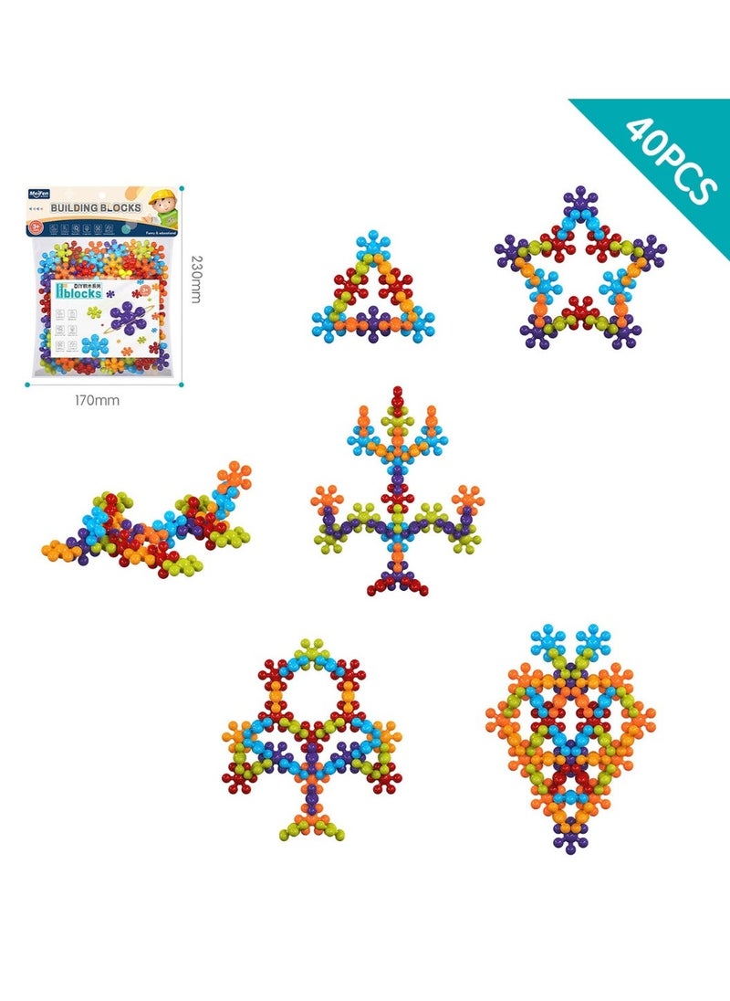 Meifen Rainbow Colors DIY Plum Blossom Building Blocks,Reusable Educational Toys for 3+ Year Olds, Washable Materials, Creative Early Learning and Motor Skills Development, Gifts for Toddlersï¼40pcsï¼ - Image 1