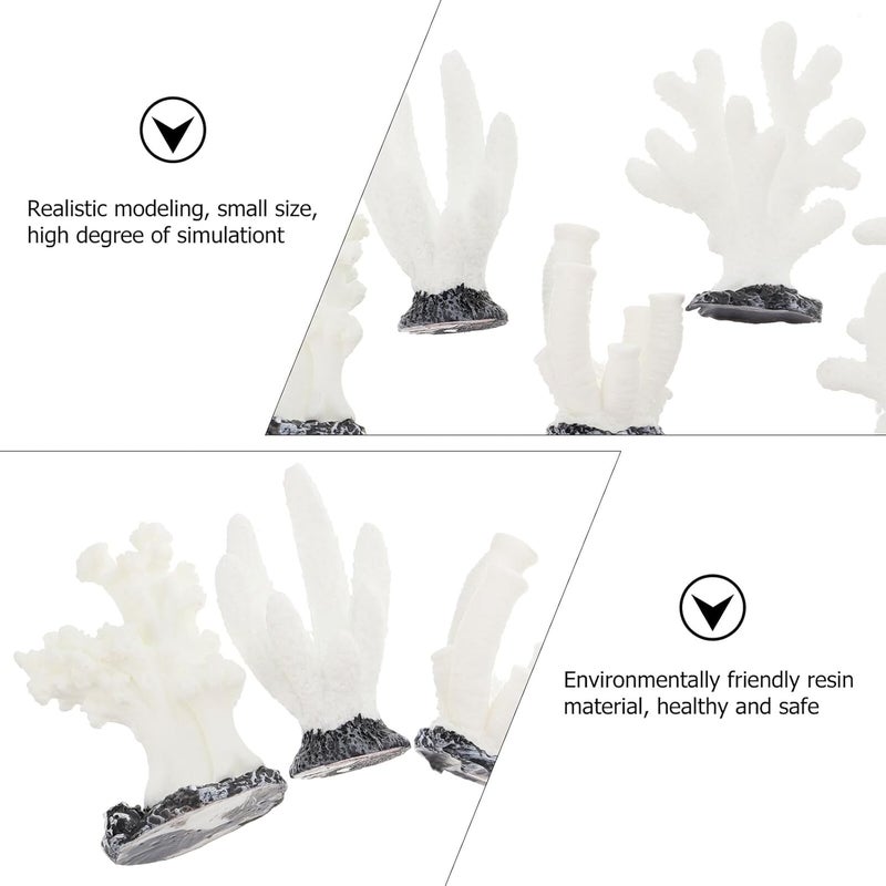 5pcs Artificial Coral Decor Set for Fish Tank Landscaping, Lifelike Resin Aquarium Coral Ornaments, Mixed Style Aquarium Supplies for Aquatic Pets Random Style - Image 3