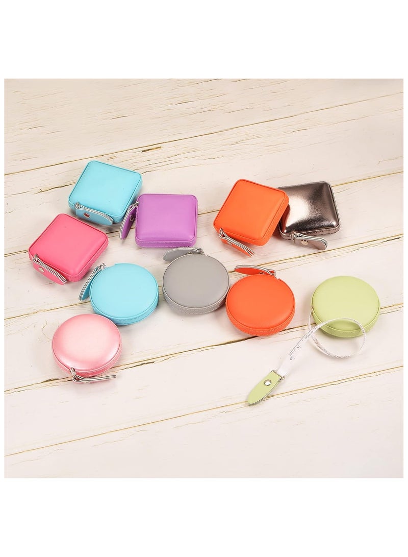 Round Retractable Measuring Tape 150cm/60-inch Soft Leather Case Tailors Tape Measure Pocket Size for Body, Fabric, Sewing Measurements, Green  - Image 5