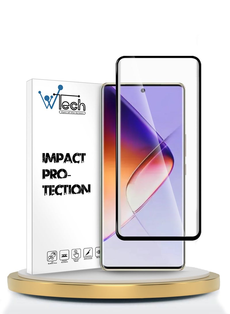 Wtech Infinix Note 40 Pro+ / Note 40 Pro Plus 5G 2024 Premium Edge-Pro Series Full Glue Full Cover Tempered Glass Screen Protector - Clear/Black - Image 1