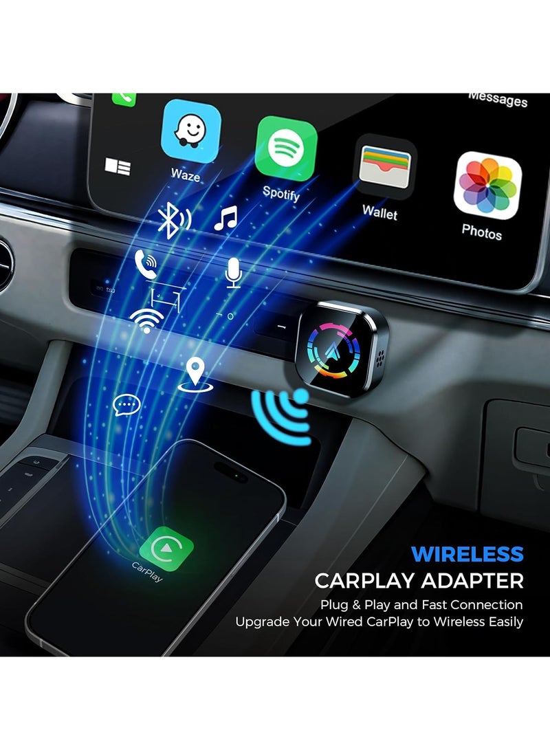 Wireless CarPlay Adapter for iPhone, 2025 Upgraded Wired to Wireless for Apple CarPlay, Mini USB Design Car Play Adapter with Type-C Extension, Plug and Play, Stable Connection & No Latency - Image 2