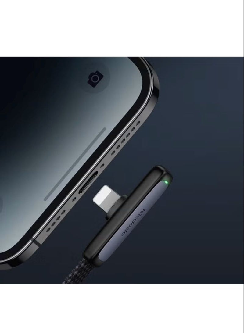 Mcdodo CA-3351 USB-C to Lightning Prism 90 degree Cable 1.8m Black - Image 2