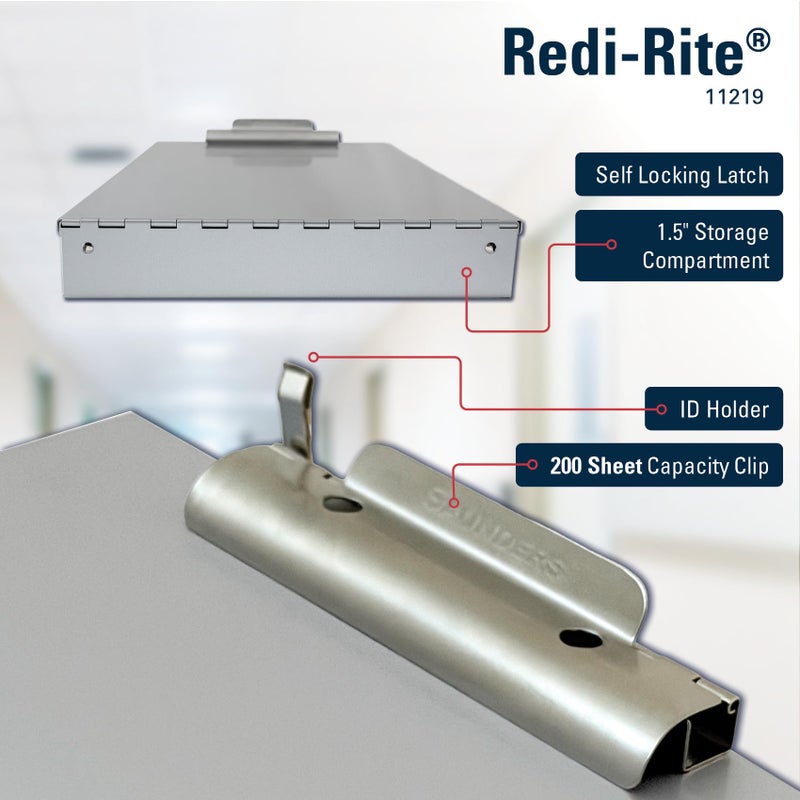 Saunders Metal Clipboard with Storage, Silver Single Layer Nursing Clipboard Folio, Legal Size Paper Organizer, Steel Clip with Self Locking Latch, Form Holder for Office, School & Work - Made in USA - Image 3